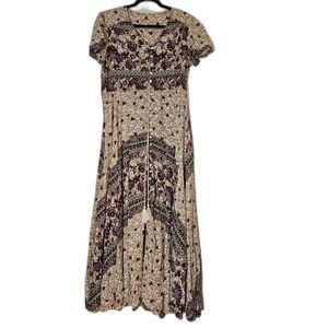 Vintage Boho Prairie Dress Women’s XL Floral Cotton Cottagecore Midi Dress